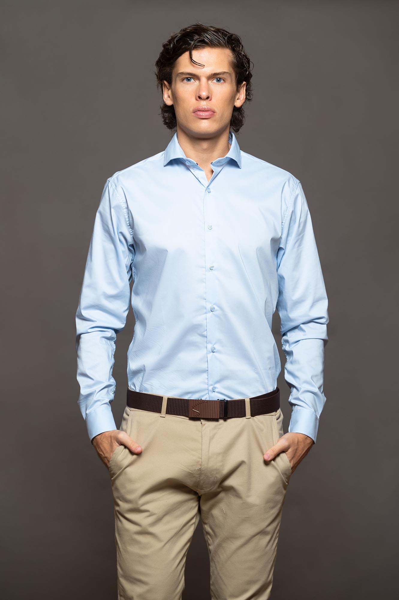 6518SKSPCE - CAMISA SKINNY SUPER PREMIUM CELESTE